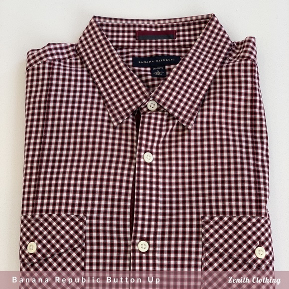 New Banana Republic Long Sleeve Button Up- Red - Picture 1 of 8